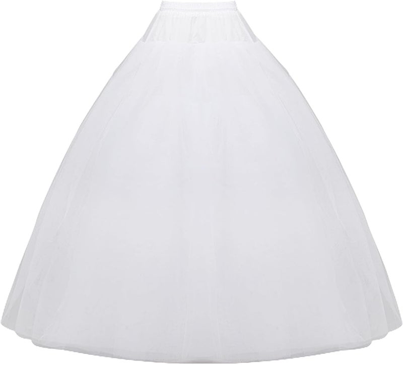 Mannice A-Line Hoopless Petticoat Skirt Crinoline Underskirt Half Slips Floor Length Petticoats for Women - Image 1